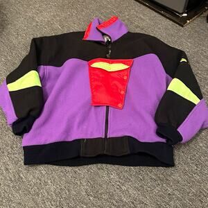 Vintage 80s ASPEN Ski Resort Colorado Size Medium Color block Purple Black